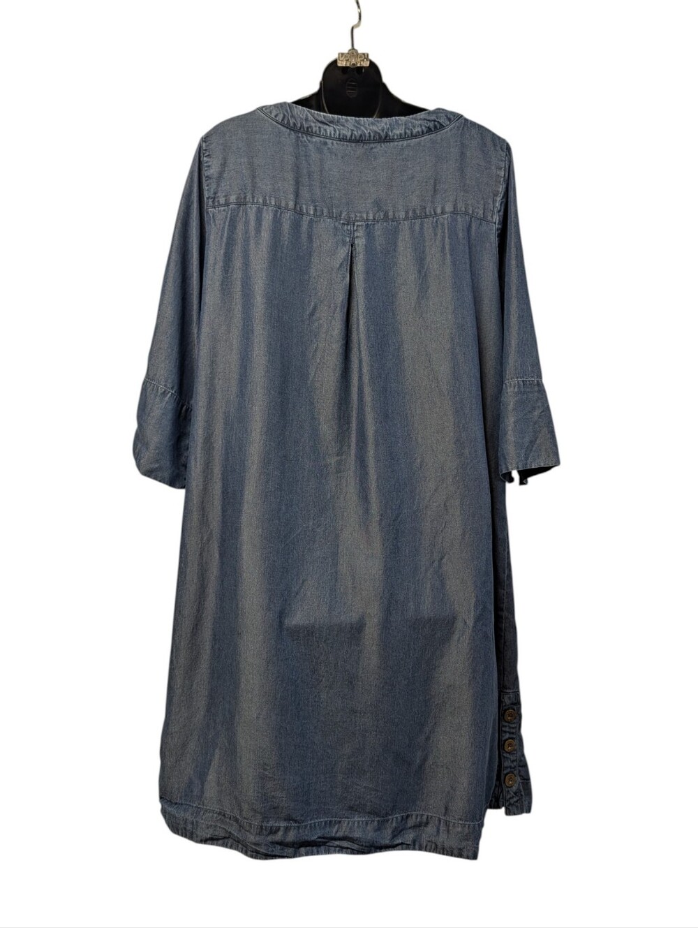 Anne Klein Coastal Blue Tencel Shift Dress Soft Denim V-neck 3/4 Sleeve Size 12 - Picture 2 of 7